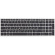Клавіатура для ноутбука HP EliteBook 850 G5 чорна, сірий фрейм, підсвітка