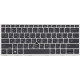 Клавіатура для ноутбука HP EliteBook 830 G5 чорна, сріблястий фрейм, підсвітка