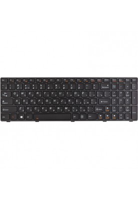 Клавіатура для ноутбука LENOVO Y580 чорна, чорний фрейм, підсвітка