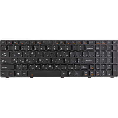 Клавіатура для ноутбука LENOVO Y580 чорна, чорний фрейм, підсвітка