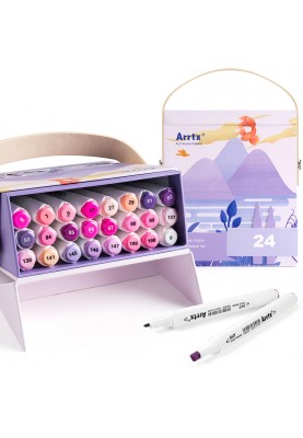 Спиртовые маркеры Arrtx Alp ASM-02PL 24 цвета, фиолетовые оттенки