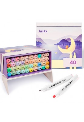Спиртовые маркеры Arrtx Alp ASM-02-PT01 40 цветов, пастельные оттенки