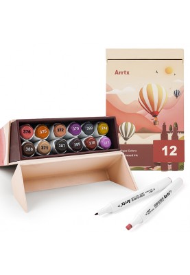 Спиртові маркери Arrtx Alp ASM-02-SK02 12 кольорів, відтінки шкіри