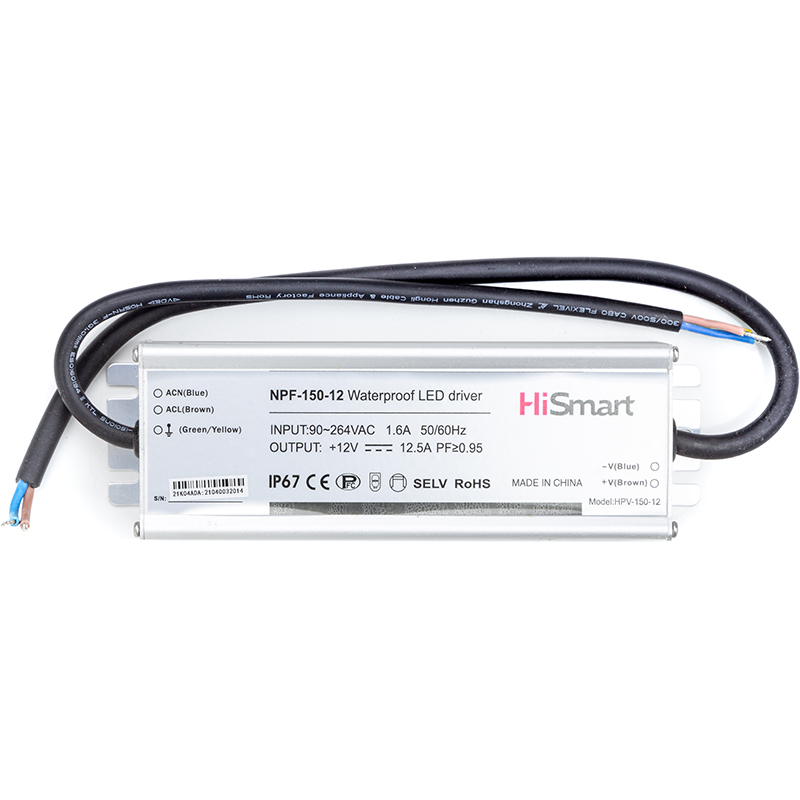 Блок живлення HiSmart 12V, 12,5A, 150W, PFC, IP67