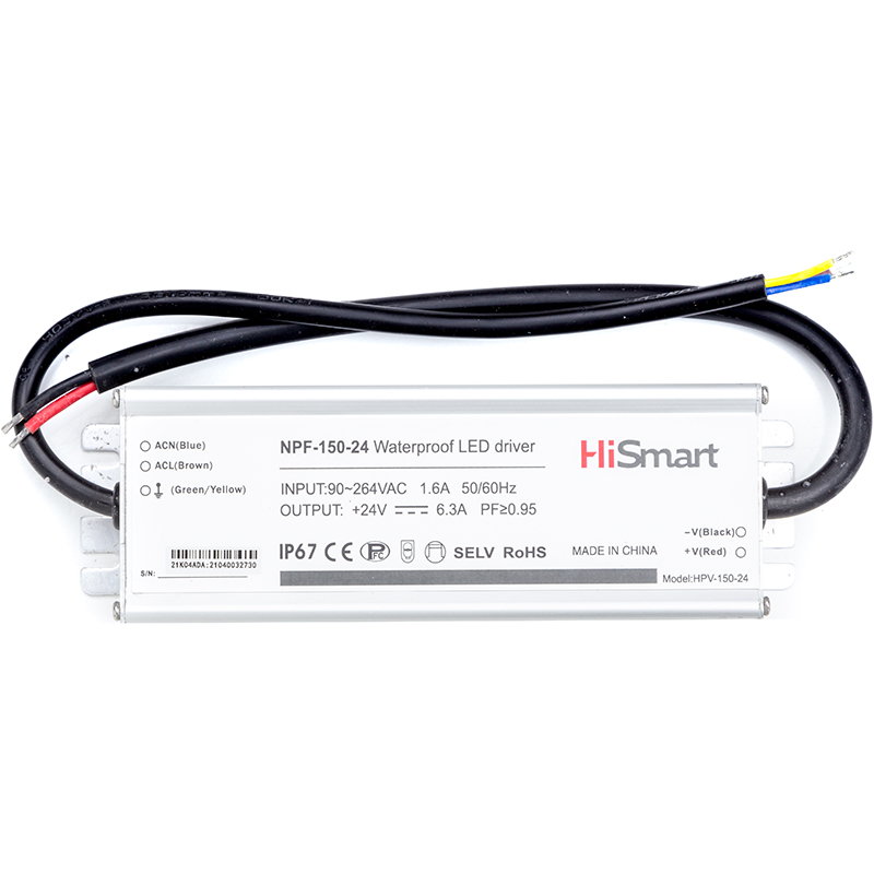 Блок живлення HiSmart 24V, 6.3A, 150W, PFC, IP67