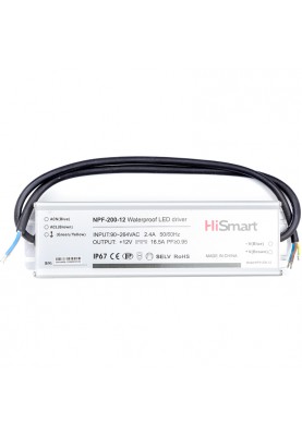 Блок живлення HiSmart 12V, 16.5A, 200W, PFC, IP67