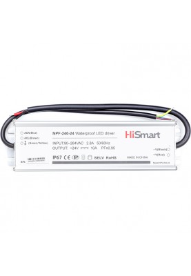 Блок живлення HiSmart 24V, 10A, 240W, PFC, IP67