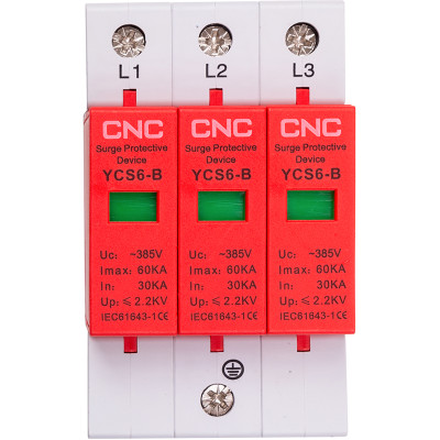 Обмежувач імпульсних перенапруг CNC YCS6-B 3P 30-60KA 385V