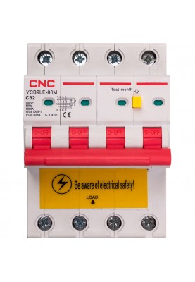 Диференційний автоматичний вимикач CNC YCB9LE-80M 4P C16 6000A 30mA 230V