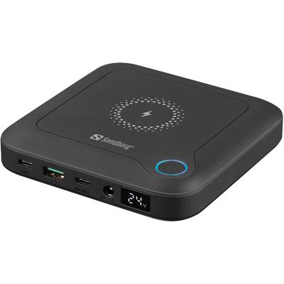 Мобільна батарея Sandberg 24000mAh, PD18W, DC 12-24V 12 конекторів, 2xUSB-C, USB-A, Wireless(420-57)