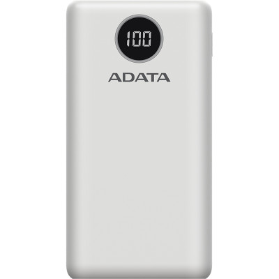 Універсальна мобільна батарея ADATA P20000QCD 20000mAh, PD 18W, USB-C, 2xUSB QC 3.0, white