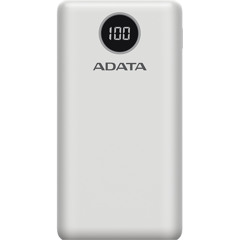 Універсальна мобільна батарея ADATA P20000QCD 20000mAh, PD 18W, USB-C, 2xUSB QC 3.0, white