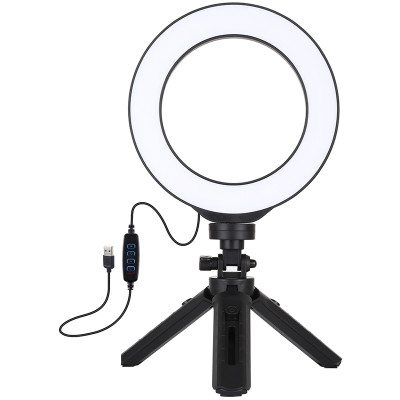 Кільцева USB LED лампа Puluz PKT3059B 6.2"+ настільний штатив