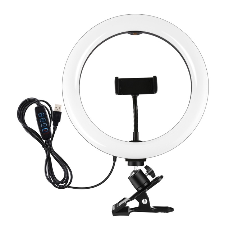 Кільцева USB LED лампа Puluz PKT3126B 10.2" + затискач