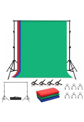 Набір фонів із кріпленням Puluz PKT5204 зелений, синій, червоний (200x200 см)