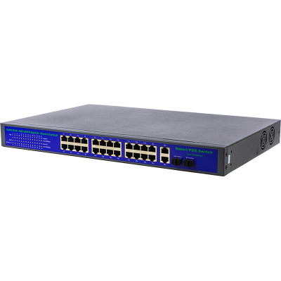 PoE комутатор 24ch 100Mbps+2+2G uplink
