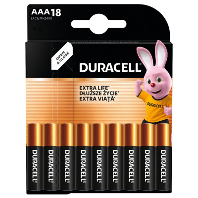 Лужні батареї Duracell AAA, 18 шт. (6409627) Лужні батареї Duracell AAA, 18 шт. (6409627)