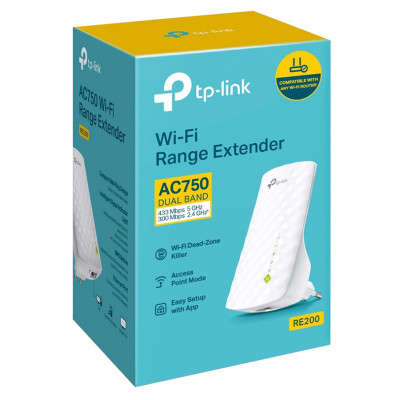 Дводіапазонний підсилювач бездротового сигналу TP-Link RE200 Wireless AC750 Range Extender (6239716) Дводіапазонний підсилювач бездротового сигналу TP-Link RE200 Wireless AC750 Range Extender (6239716)