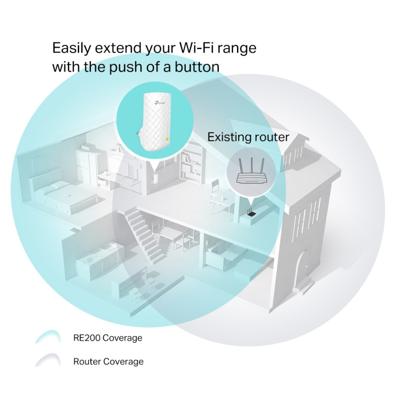 Дводіапазонний підсилювач бездротового сигналу TP-Link RE200 Wireless AC750 Range Extender (6239716) Дводіапазонний підсилювач бездротового сигналу TP-Link RE200 Wireless AC750 Range Extender (6239716)