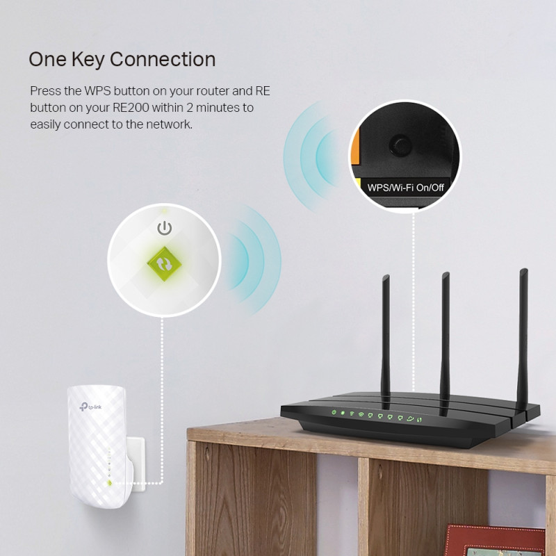 Дводіапазонний підсилювач бездротового сигналу TP-Link RE200 Wireless AC750 Range Extender (6239716) Дводіапазонний підсилювач бездротового сигналу TP-Link RE200 Wireless AC750 Range Extender (6239716)