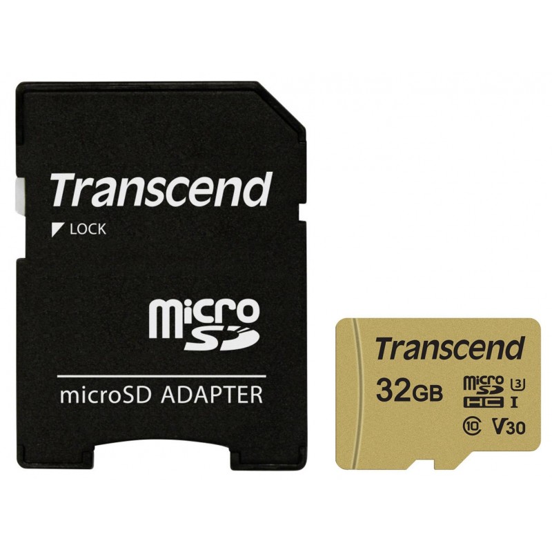 Карта пам'ятi Transcend microSDHC 32GB UHS-I U3 (TS32GUSD500S) + SD адаптер (6398424)