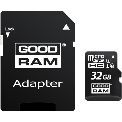 Карта пам'яті GoodRam microSDHC 32GB Class 10 UHS I (M1AA-0320R12) + SD адаптер (6440799)