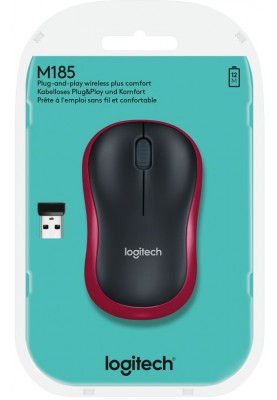 Миша Logitech M185 Wireless Mouse Red (6483685)