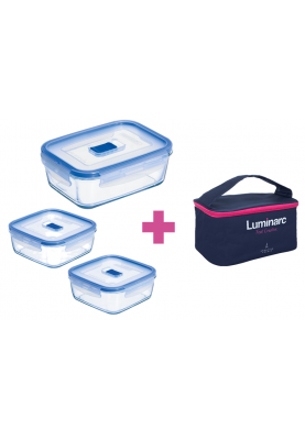 Набір контейнерів із сумкою LUMINARC PURE BOX ACTIVE, 3 шт (6498647)