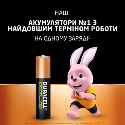 Акумулятори Duracell Rechargeable AAА 900 mAh, 4 шт. (6486619)