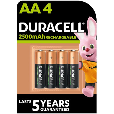 Акумулятори Duracell Rechargeable AA 2500 mAh, 4 шт. (6486621)