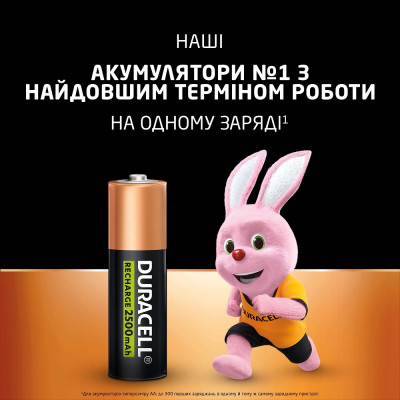 Акумулятори Duracell Rechargeable AA 2500 mAh, 4 шт. (6486621)