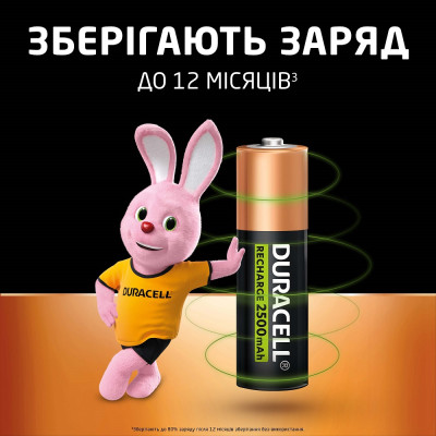 Акумулятори Duracell Rechargeable AA 2500 mAh, 4 шт. (6486621)