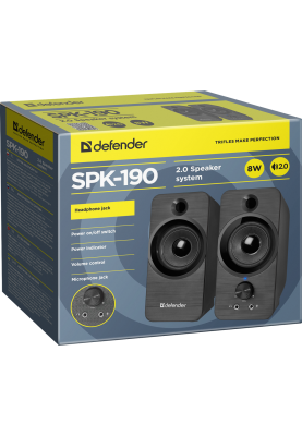 Акустика Defender 2.0 SPK 190 USB 8W Black (65190) (6514099)