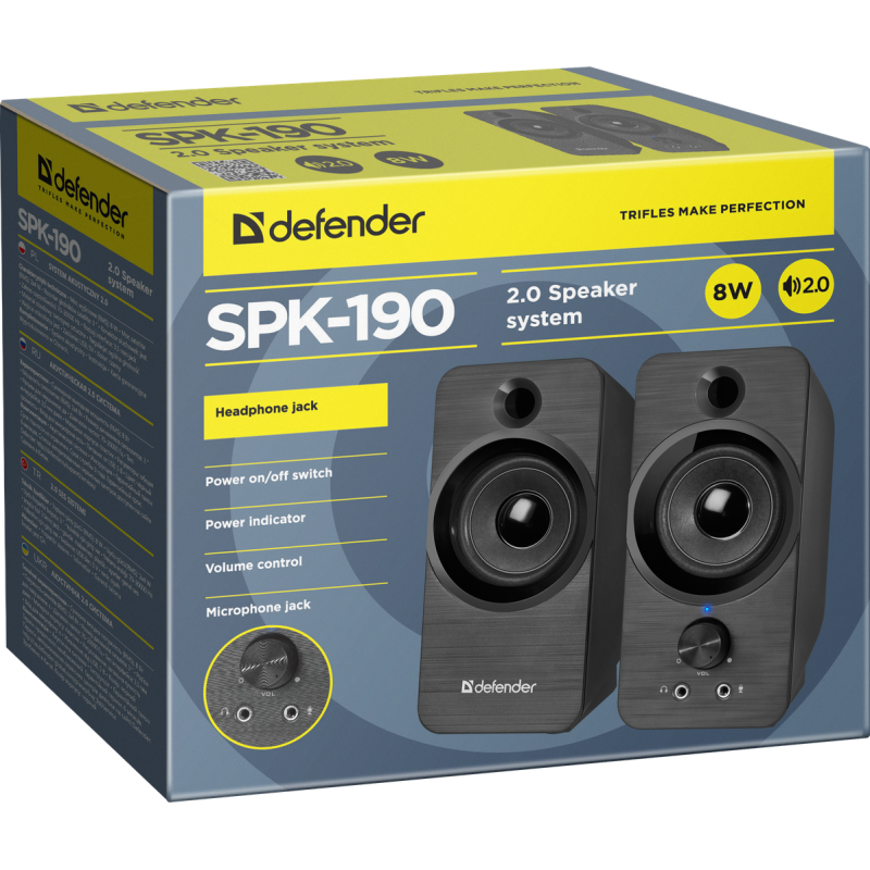 Акустика Defender 2.0 SPK 190 USB 8W Black (65190) (6514099)