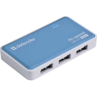 USB-хаб Defender Quadro Power+Adapter 4xUSB 2.0 220V (83503) (6054145)