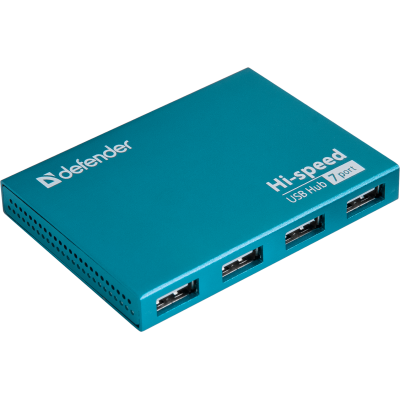 USB-хаб Defender Septima Slim+Adapterб 7xUSB 2.0 220V (83505) (6054147)