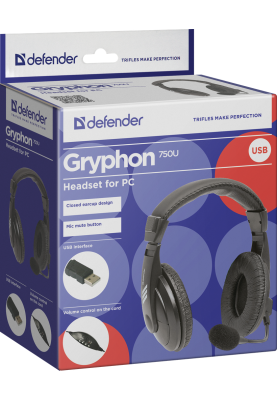 Гарнітура Defender Gryphon 750U USB Black (63752) (6396192)