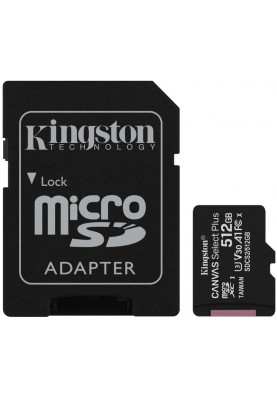 Карта пам'яті Kingston microSDHC 512GB Canvas Select+ A1 (R100/W85) + SD адаптер (6526407)