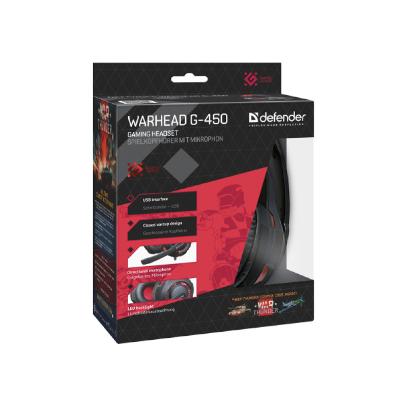 Гарнітура Defender Warhead G-450 Red-Black (64146) (6358195)