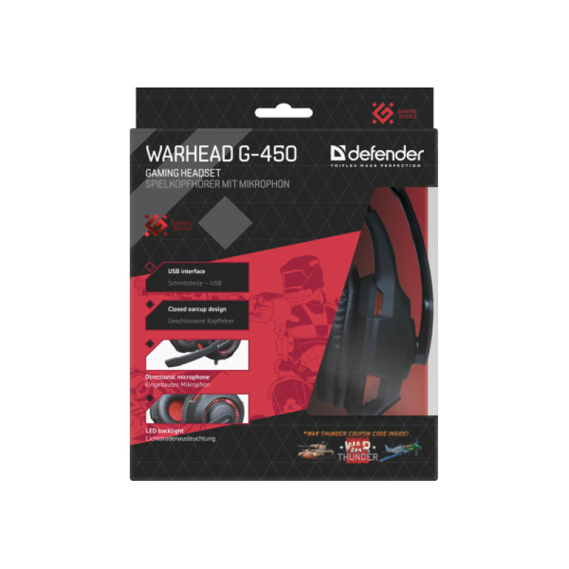 Гарнітура Defender Warhead G-450 Red-Black (64146) (6358195)