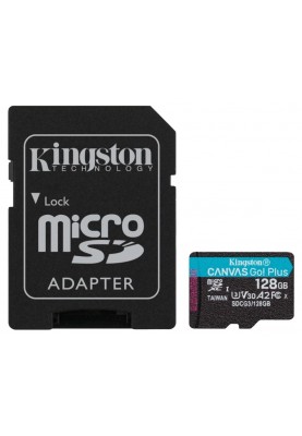 Карта пам'яті Kingston microSDXC 128GB Canvas Go+ U3 V30 (SDCG3/128GB) + Адаптер (6552770)