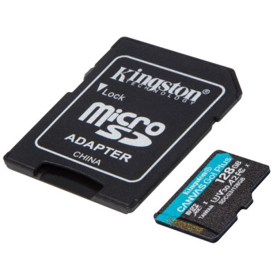 Карта пам'яті Kingston microSDXC 128GB Canvas Go+ U3 V30 (SDCG3/128GB) + Адаптер (6552770)