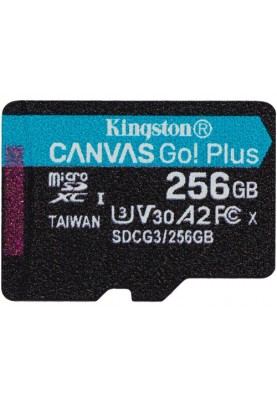 Карта пам'яті Kingston microSDXC 256GB Canvas Go+ U3 V30 (SDCG3/256GB) + Адаптер (6552771)