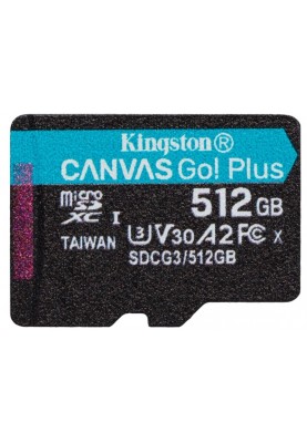 Карта пам'яті Kingston microSDXC 512GB Canvas Go+ U3 V30 (SDCG3/512GB) + Адаптер (6552772)