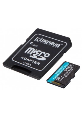 Карта пам'яті Kingston microSDXC 512GB Canvas Go+ U3 V30 (SDCG3/512GB) + Адаптер (6552772)