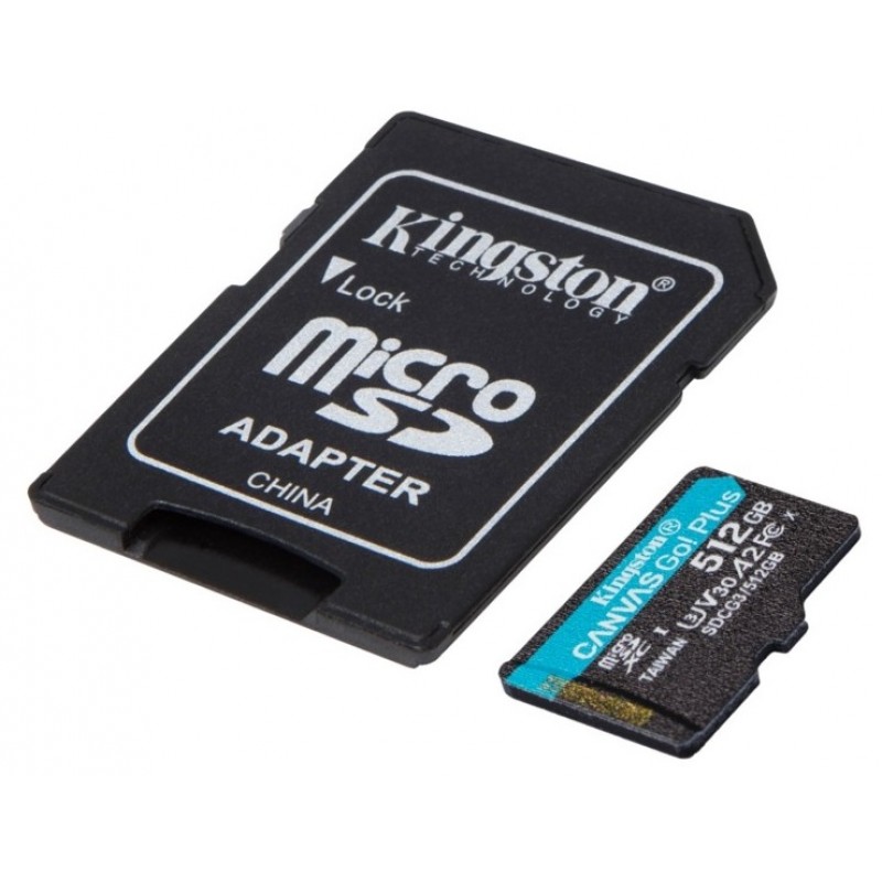 Карта пам'яті Kingston microSDXC 512GB Canvas Go+ U3 V30 (SDCG3/512GB) + Адаптер (6552772)