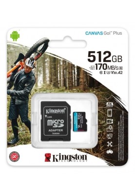 Карта пам'яті Kingston microSDXC 512GB Canvas Go+ U3 V30 (SDCG3/512GB) + Адаптер (6552772)