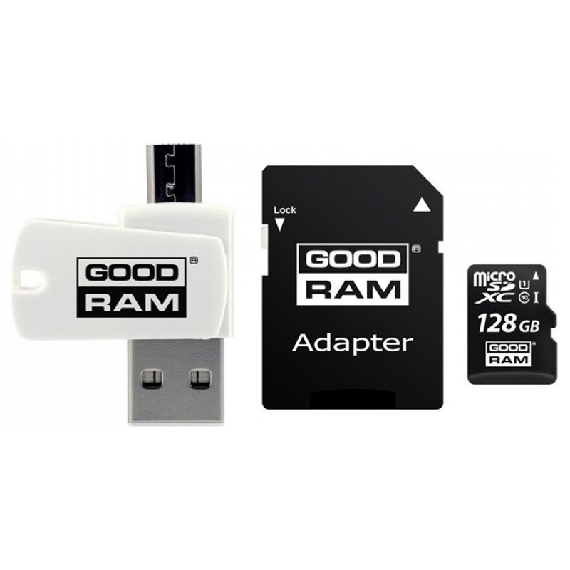 Карта пам'ятi GoodRam MicroSDHC 128GB UHS-I Class 10 (M1A4-1280R12) + Adapter + CardReader (6561823)