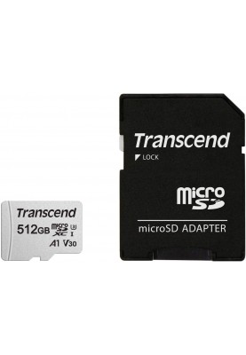 Карта пам'яті Transcend 300S microSDXC 512GB UHS-I U3 (TS512GUSD300S-A) + SD адаптер (6570658)