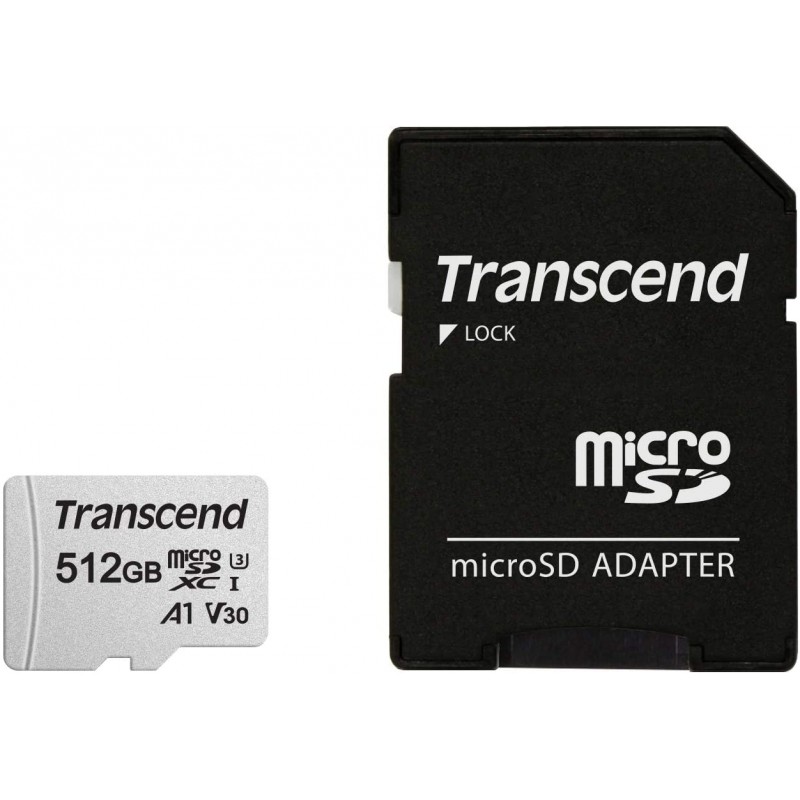 Карта пам'яті Transcend 300S microSDXC 512GB UHS-I U3 (TS512GUSD300S-A) + SD адаптер (6570658)